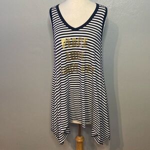 Lily Bleu Beach Coverup Beach Dress Navy Blue White Sleeveless L